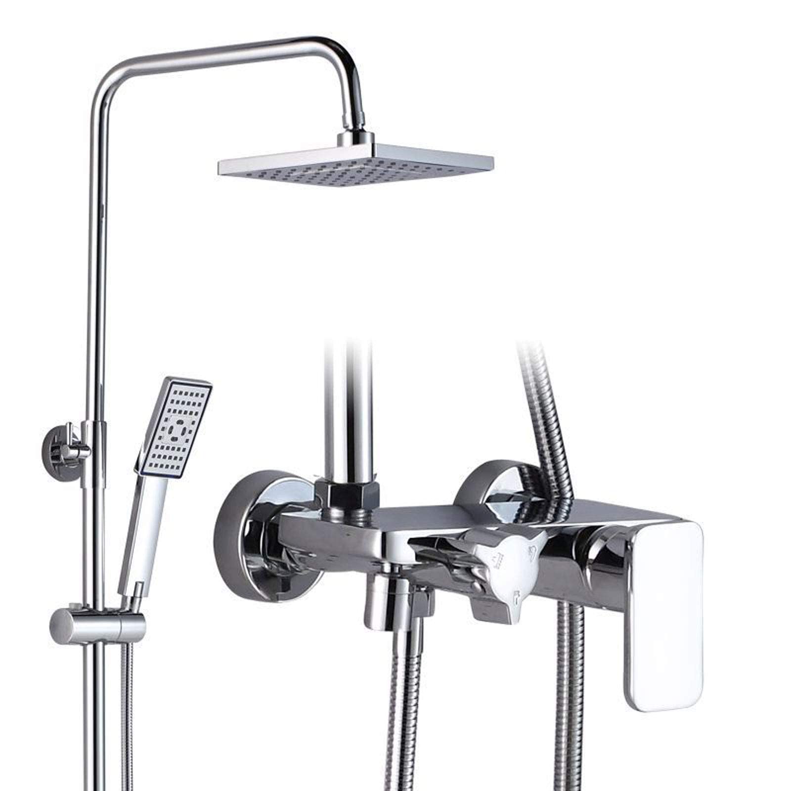 NGDFGR Hand Held Shower Modern, Wall Mounted Rome Shower Set With Overhead Shower Head Bath Tap, Adjustable Shower Mixer Set Brass For Bathroom Hotel