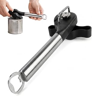 Manual can opener, professional safety opener, stainless steel can opener, easy open all cans, smooth edge not to cut, ergonomic handle