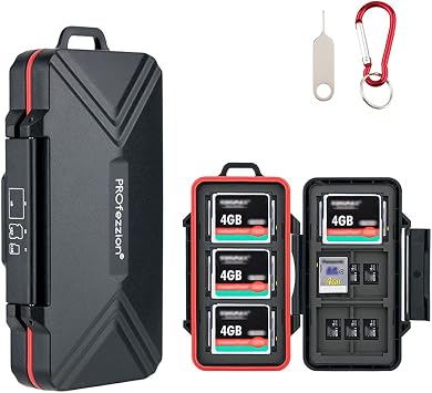 PROfezzion Memory Card Case for 6 CF/Cfast, 12 SD/SDXC/SDHC & 18 Micro SD