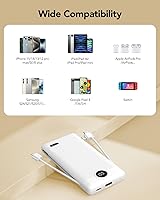 Vista 7 de VRURC Cargador portátil con cables y enchufe de pared Banco de energía con cables Cargador portátil de 10000mAh con enchufe AC Paquete