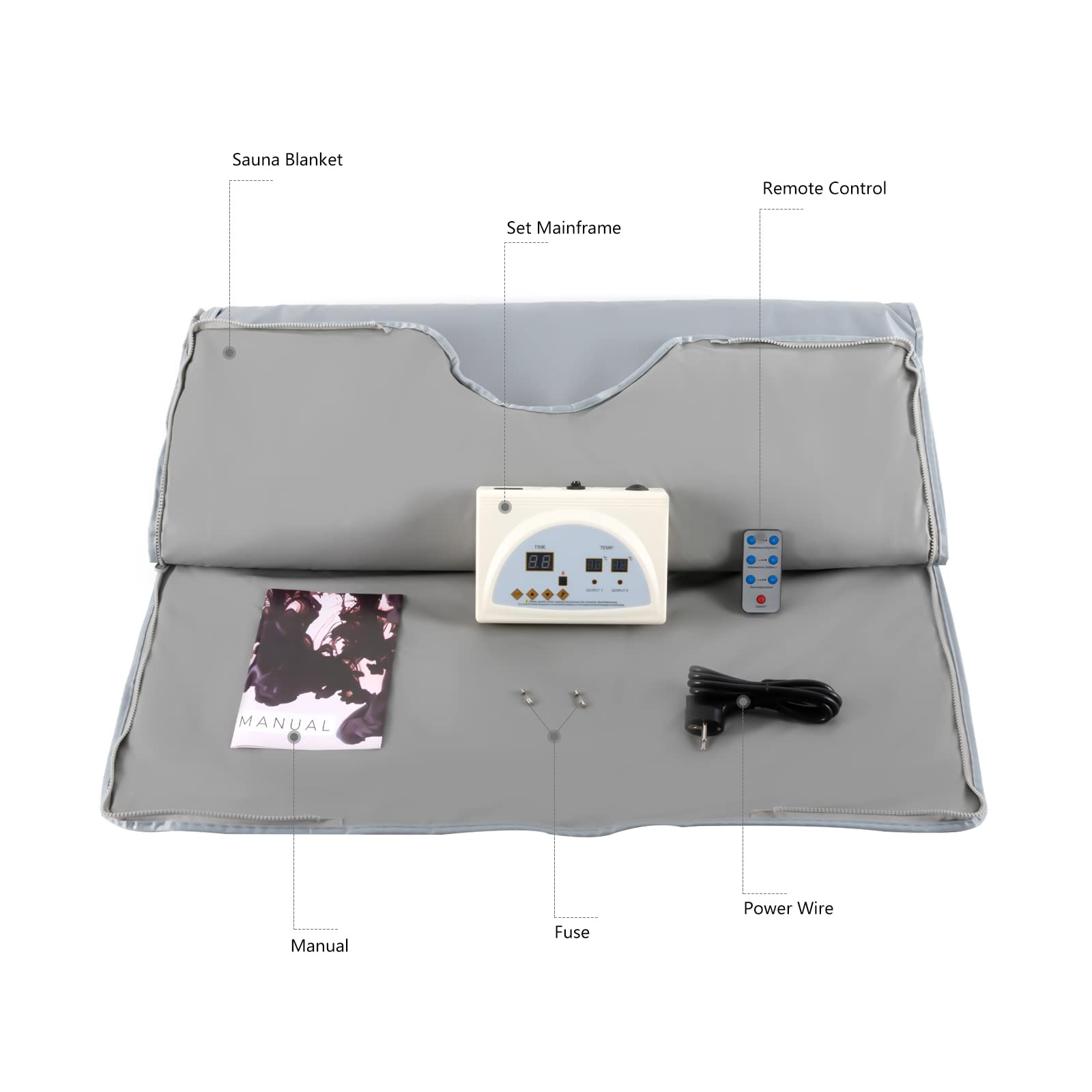 Manta para sauna de infrarrojos lejanos, saco de sauna, moldeador de cuerpo, manta de masaje, controlador de 2 zonas, para uso en salones de belleza, spas, salas de relajación y en casa 70,8 x 31,4