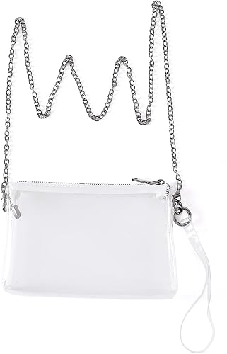Miniatura 1 de Y&R Direct Bolso cruzado transparente para mujer, bolso transparente para eventos de estadio, pequeña bolsa transparente con cadena de metal y