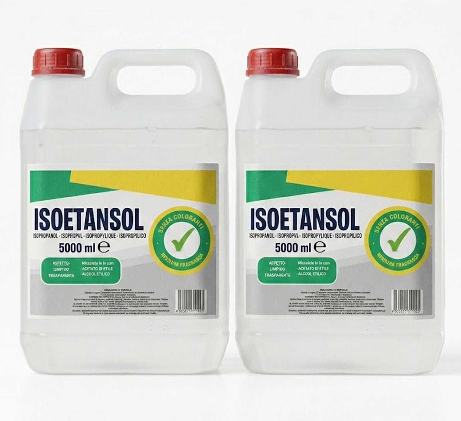 2x5 IPA ISOETANSOL 100AE, Isopropanolo, Alcool Isopropilico,Pulizia Stampanti 3D, Elettronica, Detergente per Vaschette ad Ultrasuoni, Multiuso -10 LITRI