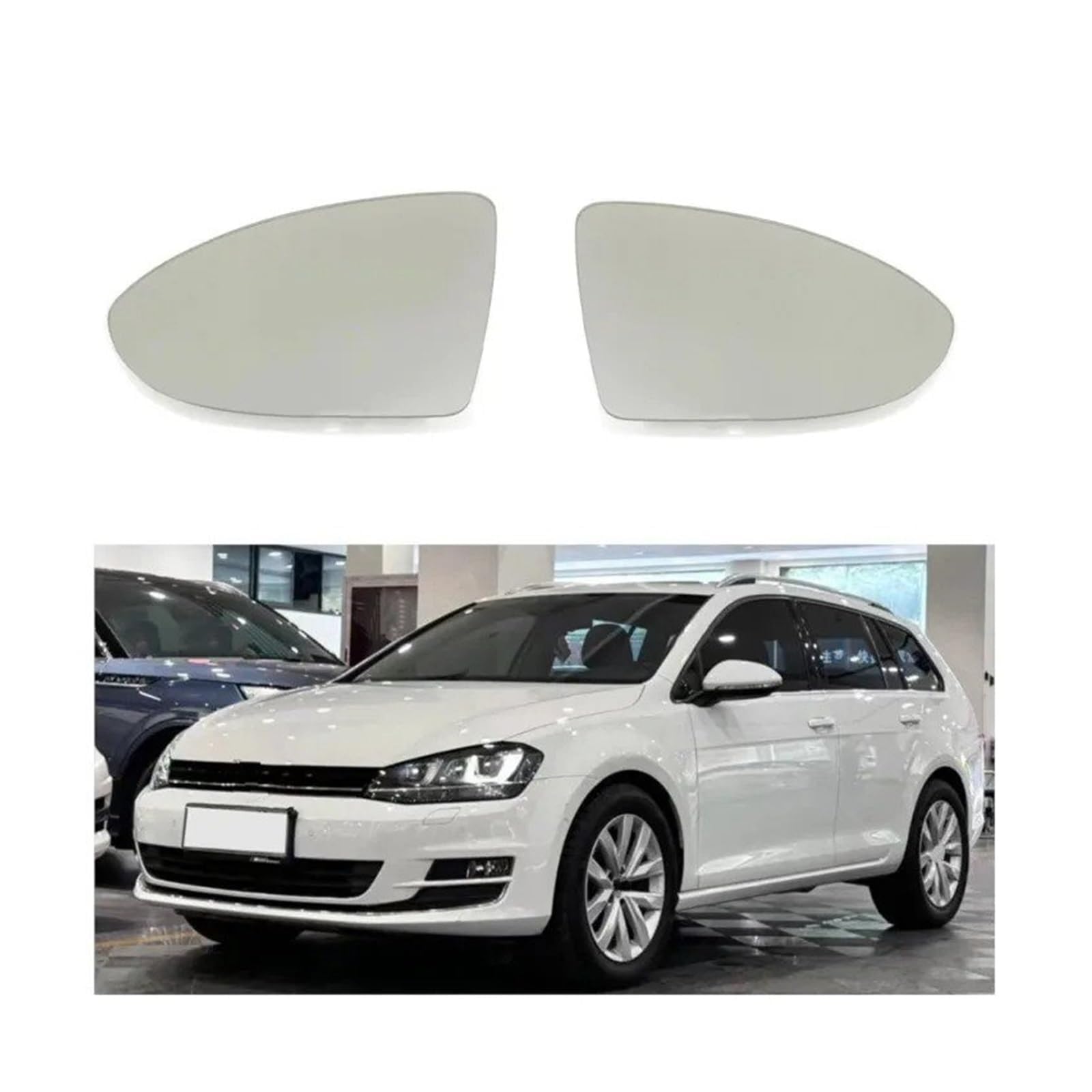 Verre de Rétroviseur Remplacement pour Golf 7 MK7 / MK7.5 GTI Rline Touran 5T 2013-2020,Plaque Sphérique de Rétroviseur Chauffant en Verre,Right