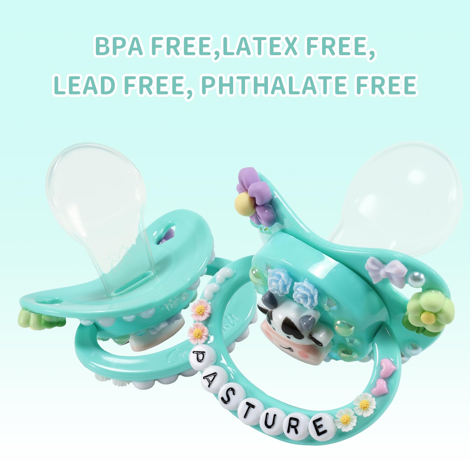 CutiePlusU Adult Pacifier Big Shield DIY Handmade Adult Pacifier - Green Pasture - Image 3