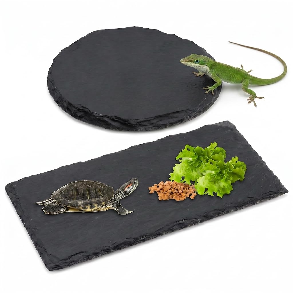 2Pcs Reptile Basking Slate Rock Aquarium Tortoise Bathing Resting Platform