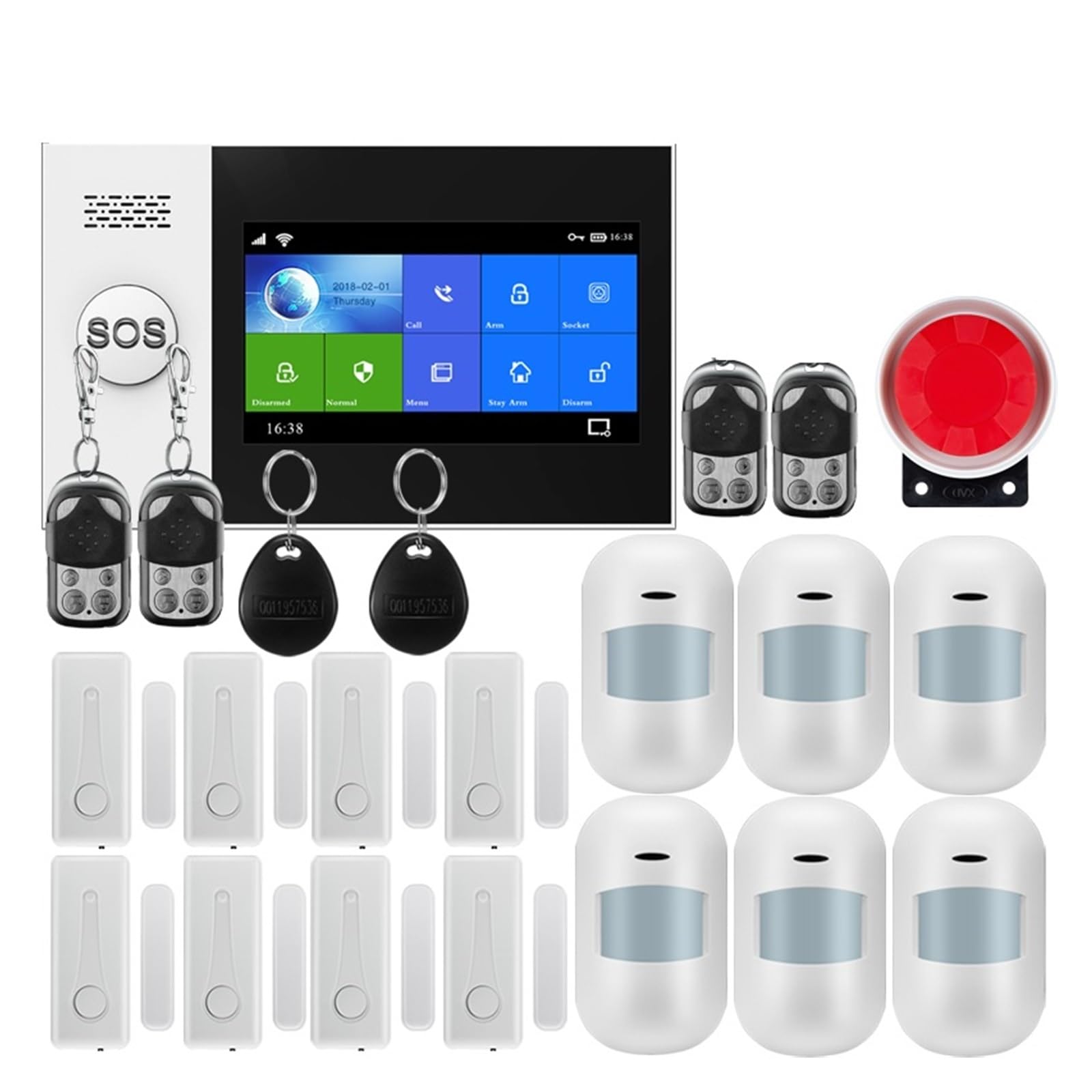 Sistema di Allarme di Sicurezza Domestica, Sistemi di Allarme gsm Wi-Fi Antifurto da 4,3 Pollici for Supporto Domestico Tuya Smart App Control con Display A Temperatura(W4B9)