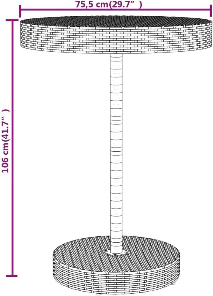 5 Piece Black Poly Rattan and Solid Wood Acacia Garden Bar Set with Round Table and Stools, Weather-Resistant PE Rattan and Powder-Coated Steel Frame for Patio, Outdoor