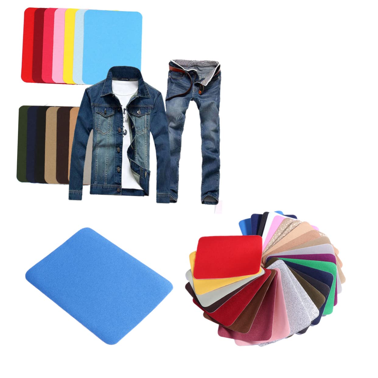 SHINEOFI 52pezzi Patches Per Abbigliamento Adesivi Per Jeans e Accessori Punti Di Ricamo Colorati Casual Colori Misti