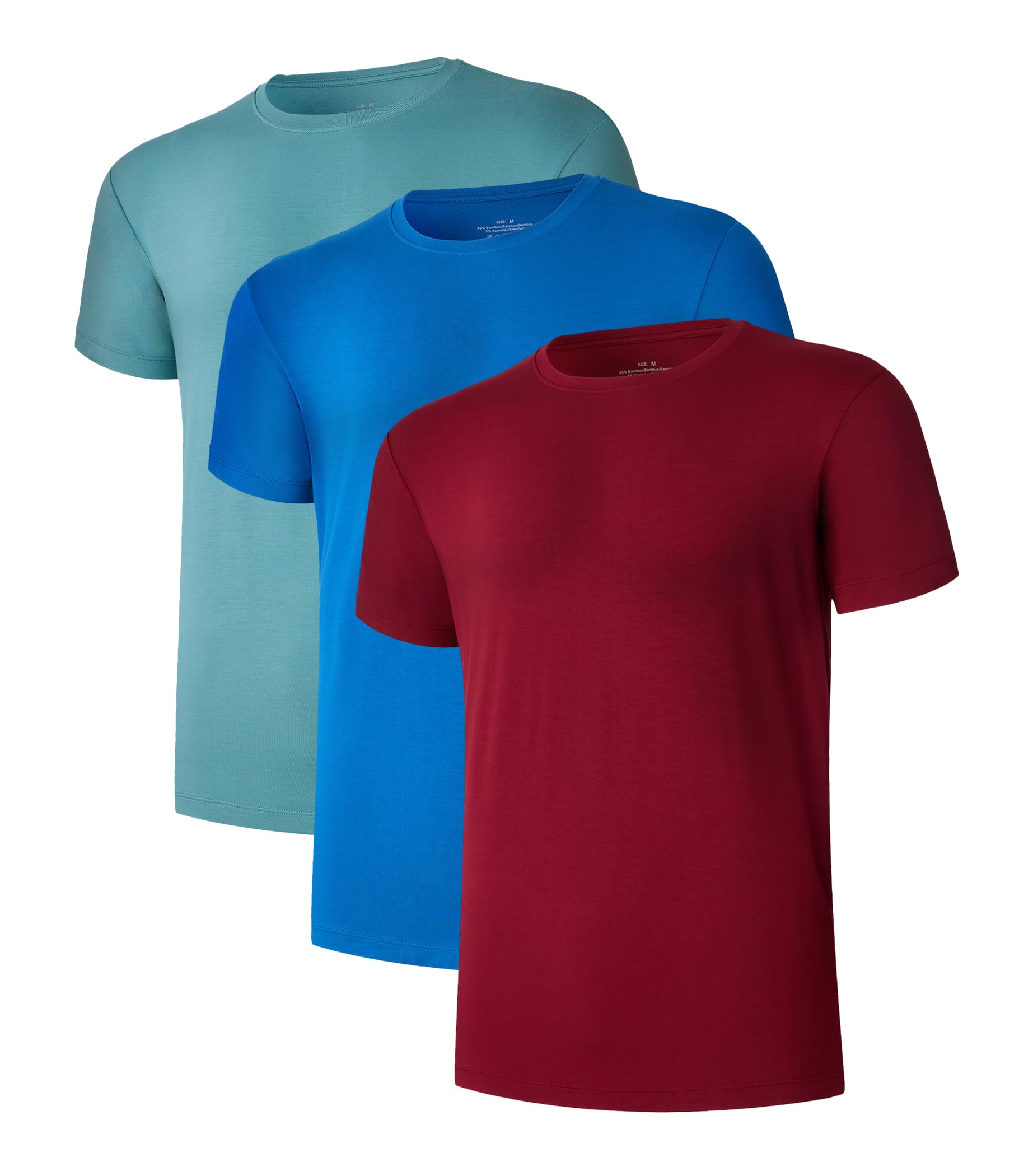 COLORFULLEAF Men's Undershirts Bamboo Rayon Short Sleeve Crewneck/V-Neck Tees Slim-fit T-Shirts 3 or 5 Pack