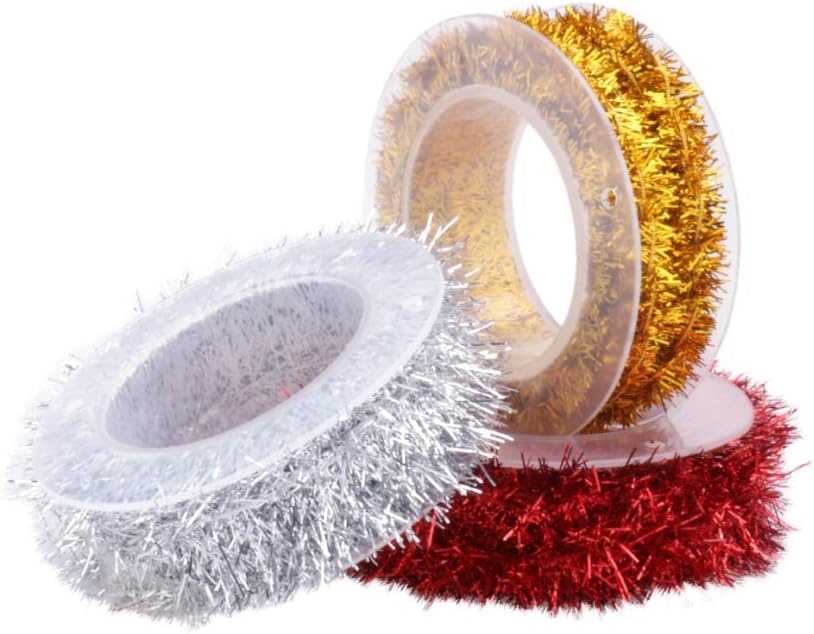 Thin Tinsel Garland Mini Metallic Garland (3 Pcs with Gold