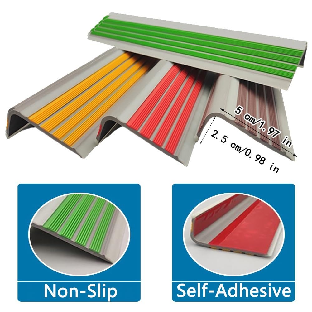 Protezione autoadesiva per bordi scale, 5 x 2,5 cm, per interni ed esterni, stacca e attacca, lunghezza 30 m, soluzione sicura per pavimenti