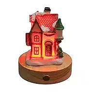 Christmas Houses Night Light Cute LED Table Lamp Cozy Dimmable Nightlight Rechargeable Bedside Lamp Funny Christmas Desk Decor Lamp Xmas Gift Holiday Tabletop Decorations (OMT-CHNL-B)