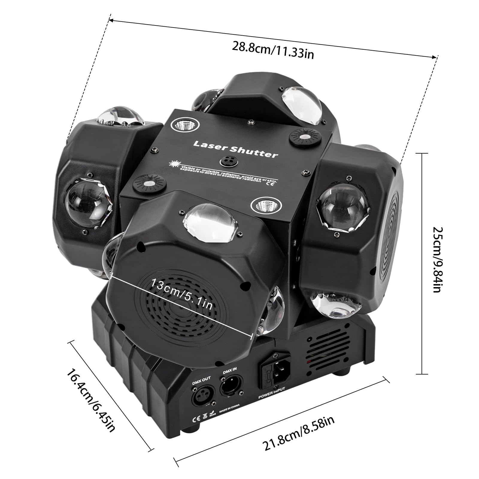 200 W Moving Head LED Cree, luce per feste a LED, rotante, stroboscopica, dmx512, effetto luminoso attivato con 4 bracci di luce per DJ bar, compleanno, discoteca matrimonio