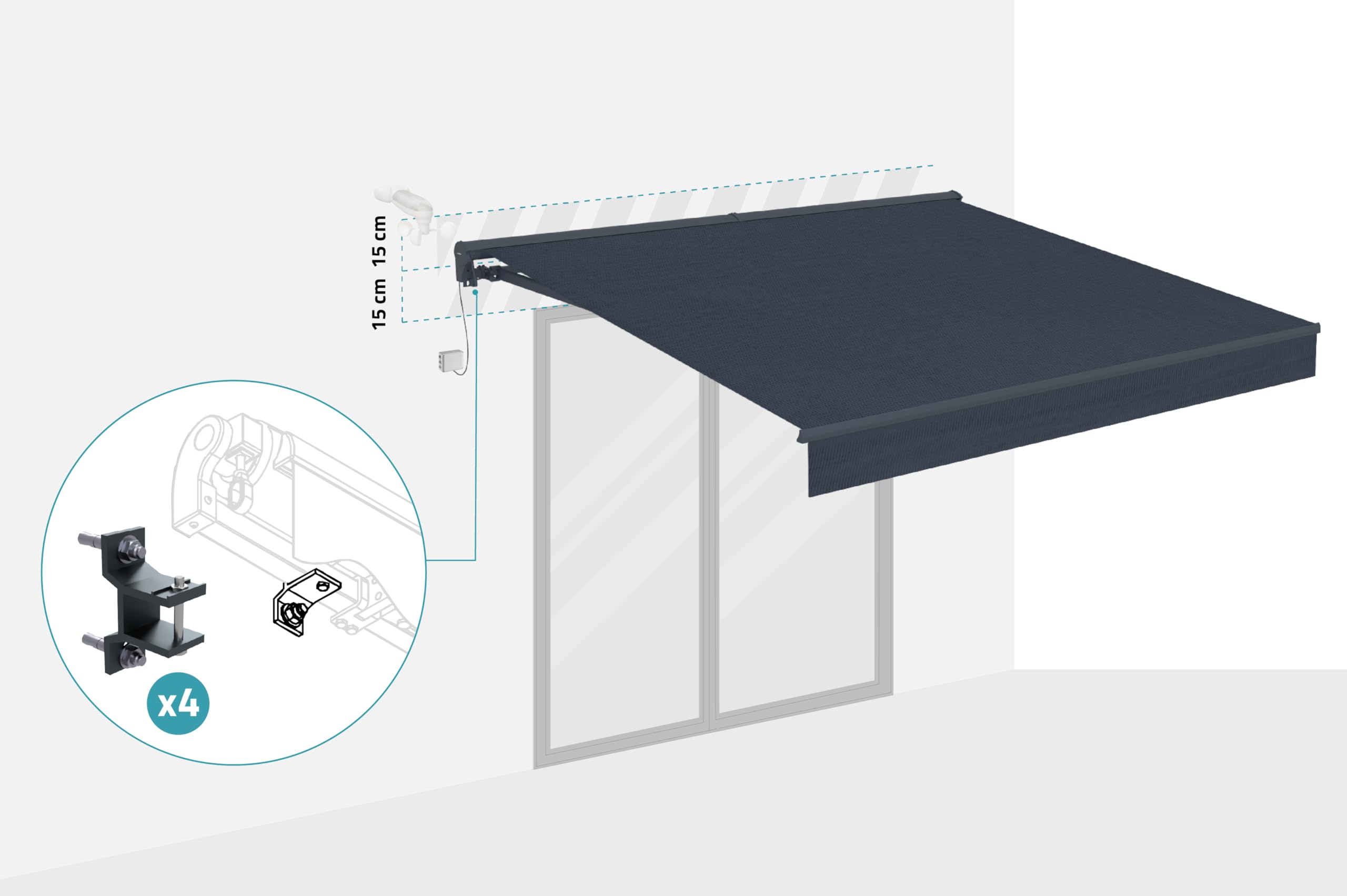 Cazeboo Tenda da sole motorizzata semicassonata FAZZIO 3x2,5m grigia con fissaggio a soffitto