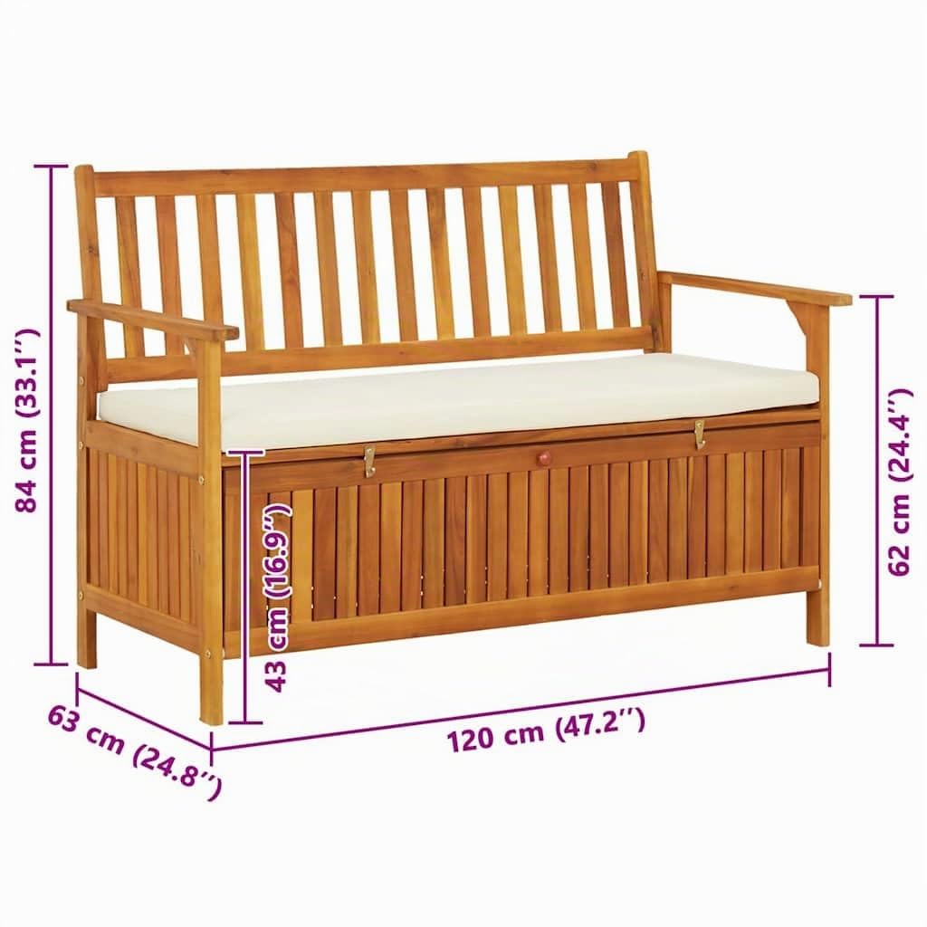 vidaXL Banc de Rangement de Jardin Bois d'acacia Solide 120x63x84 cm
