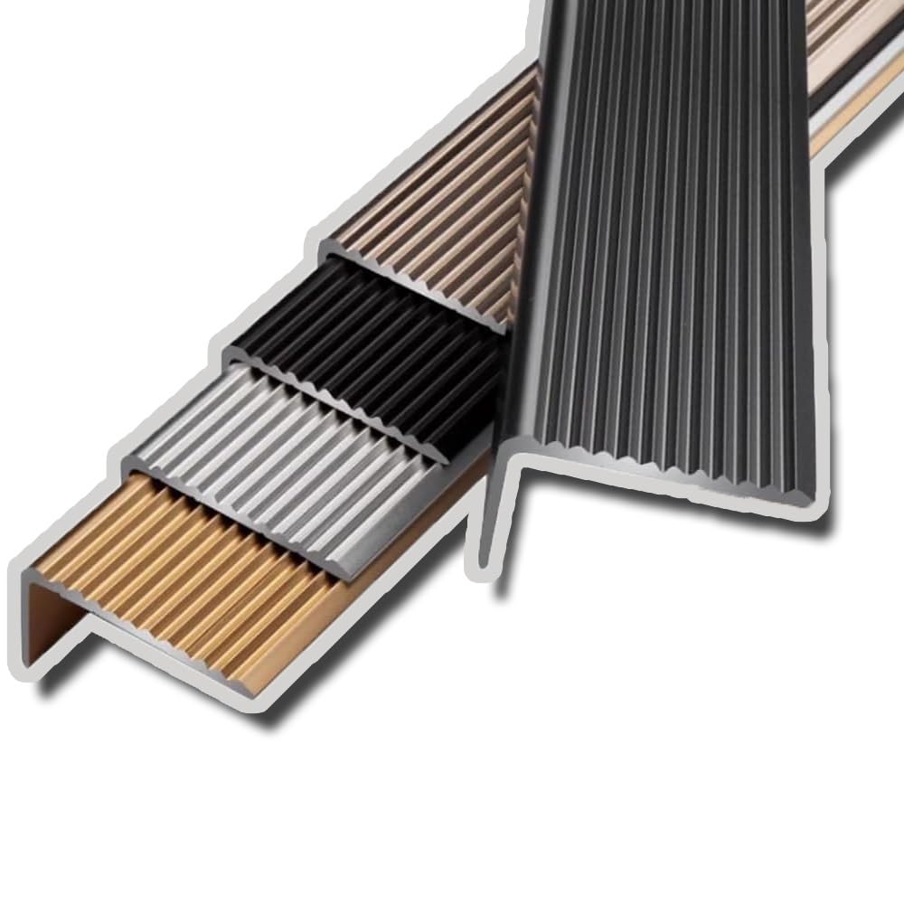 Perfil Antideslizante para escaleras de 20, 36, 40, 48 y 60 Pulgadas, de Aluminio. Protector de Borde para escaleras, para Uso Interior y Exterior, para Madera, mármol y baldosas (Champagne,