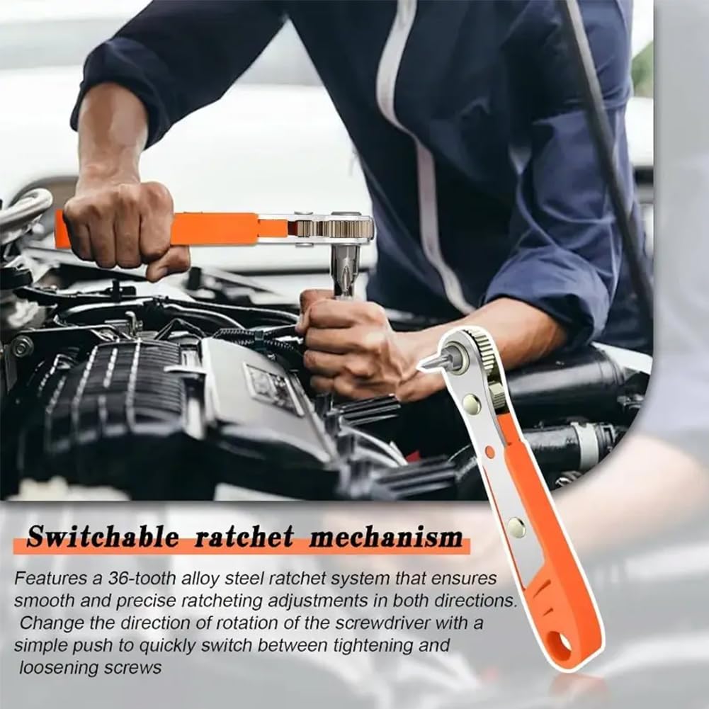 32 in 1 Mini Ratchet Screwdriver Set including Storage Box, Reversible Ratcheting Driver 1/4" Bit Drive with Hex Torx Bits - Image 4