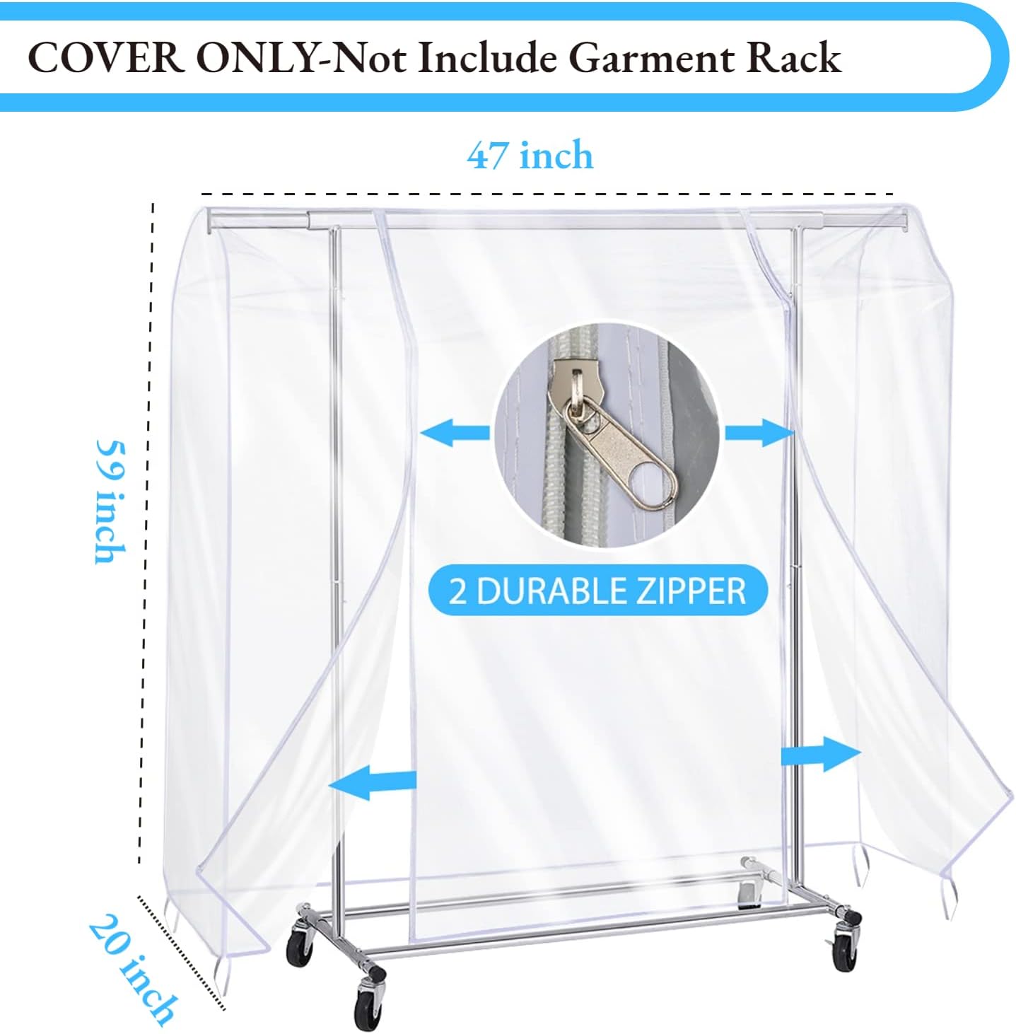 Garment Rack Cover,4Ft Transparent PEVA Clothing Rack COVER ONLY, Clear Clothes dustproof Waterproof Cover - Image 3