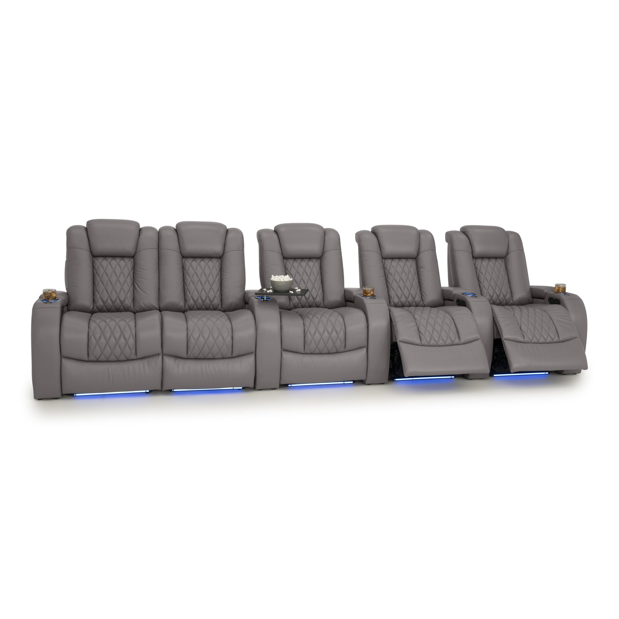 Seatcraft Diamante Home Theater Seating Gray Row of 5 Left Loveseat