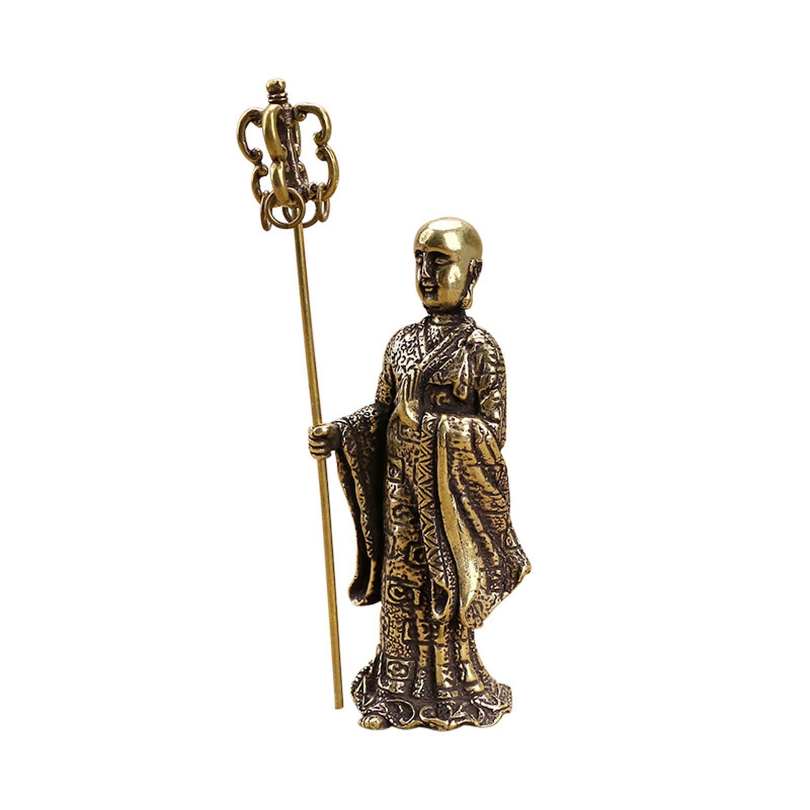 Nbklswsui Bronze Handmade Copper Statue Ksitigarbha Bodhisattva Sculpture Figurine Sculture For Living Room Home Office