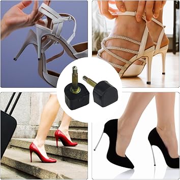 TOVOT 30 Pairs 5 Sizes High Heel Replacement Tips High Heel Repair Kit U Shaped Replacement Kit (7/8/9/10/12mm)