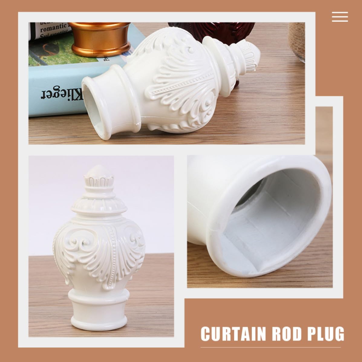 Veemoon Embouts Décoratifs Style Européen Lot de 10 en Plastique Facile à Détacher, Design Créatif pour Tringles à Rideaux pour Décoration de Fenêtre ou Salle à Manger