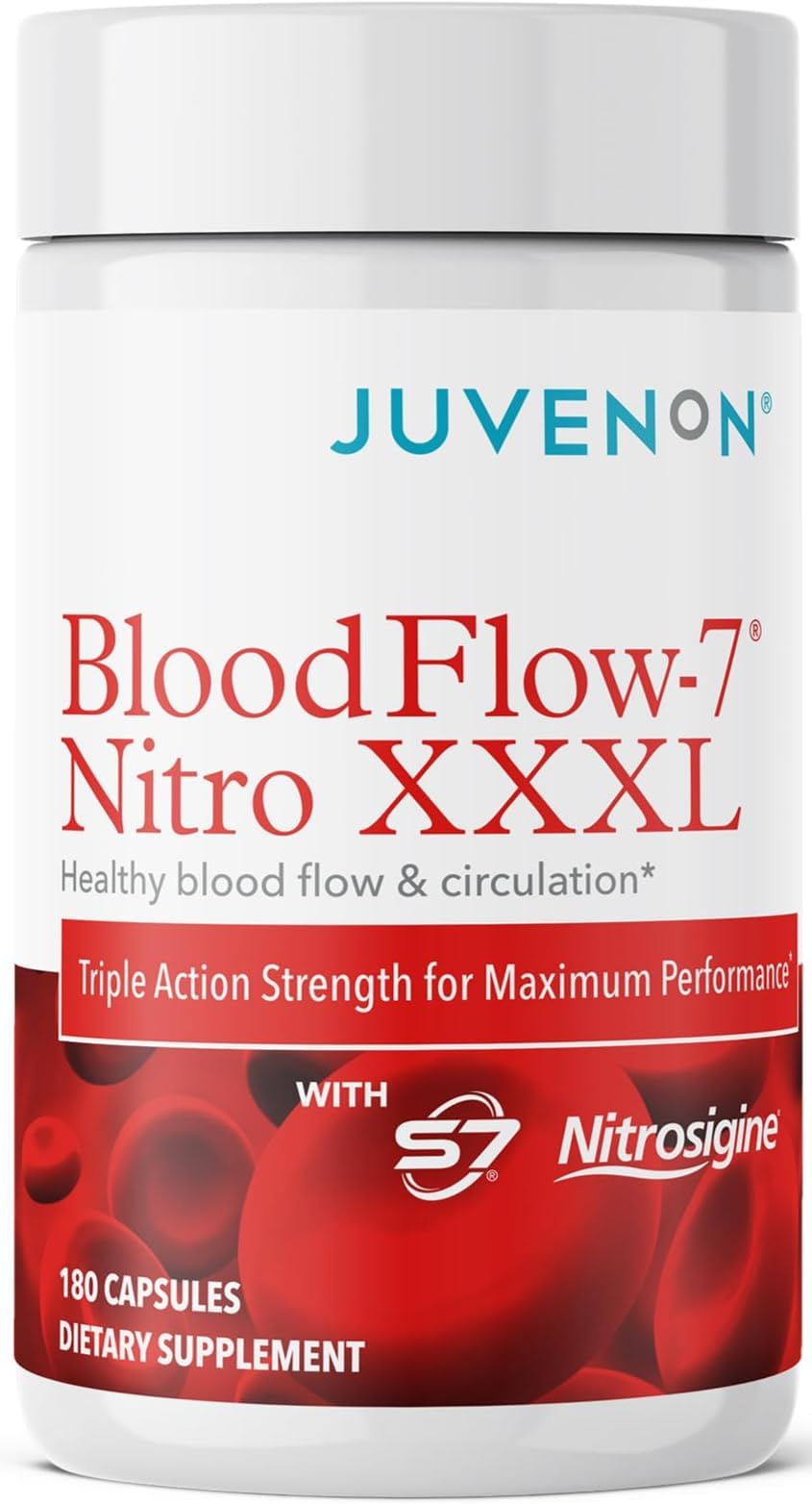 BloodFlow-7 XXXL Nitric Oxide Supplements for Men & Women - More Powerful, Longer Lasting Natural Nitric Oxide Booster with Nitrosigine® + S7® - Blood Flow & Circulation Support (1-Pack)