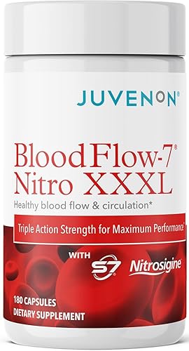 Juvenon BloodFlow-7 Suplemento de Óxido Nítrico con Nitrosigine - Fórmula Mejorada para Máxima Absorción - Potenciador de Circulación, Presión