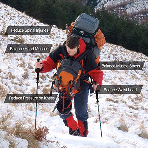 BISINNA Collapsible Trekking Hiking Poles- 2 Pack Folding Aluminum 7075 Walking Sticks with Quick Lock Antishock System,4 Season Accessories,Telescopic, Collapsible, Lightweight for Men Women