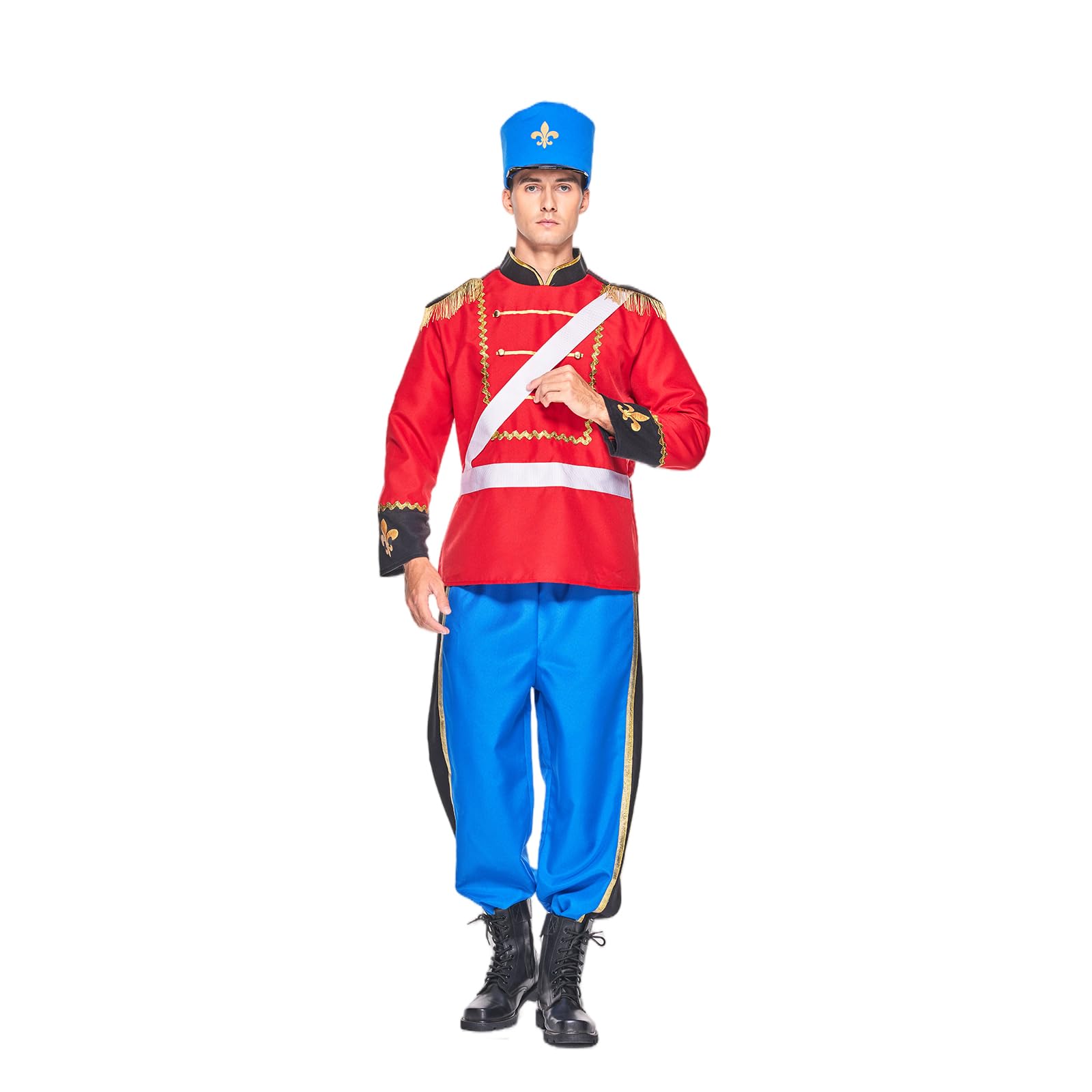 EraSpooky Mens Noelle Nutcracker Costume Adult Christmas Toy Soldier Fancy Dress Size M, Multicolored