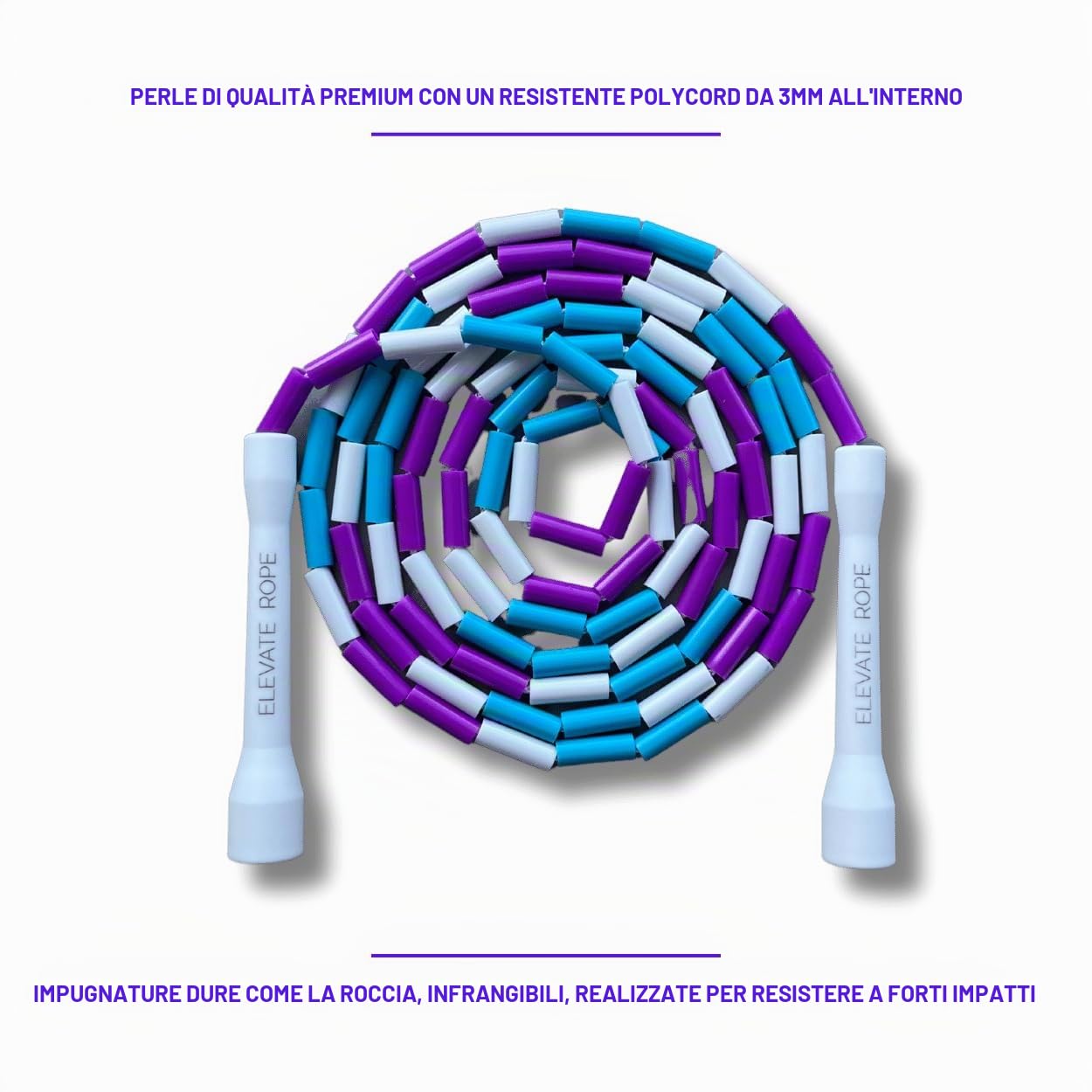 Elevate Rope - Pacchetto di corda per saltare con app per allenamento - 2 x corda per saltare regolabile - Adulti e bambini - Speed + corda con perline - Condizioni e trucchi - Interno/Esterno - Set