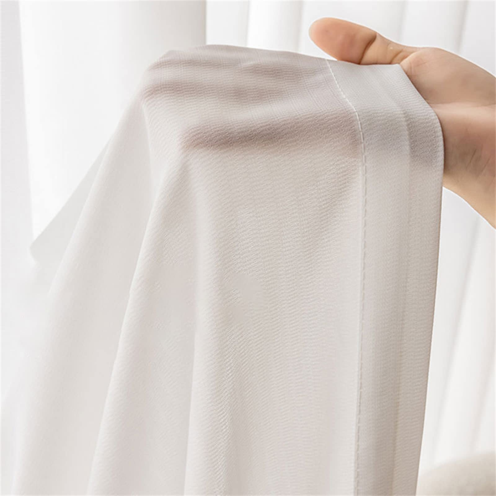 Rideaux Voilage Fil de Couleur Unie Blanc Voilages Intérieurs à Broderie, Imprimé Floral Semi-Transparent Voile à Oeillets Rideau Décoration Tamisante de Salon Cuisine Chambre 1x260x270CM