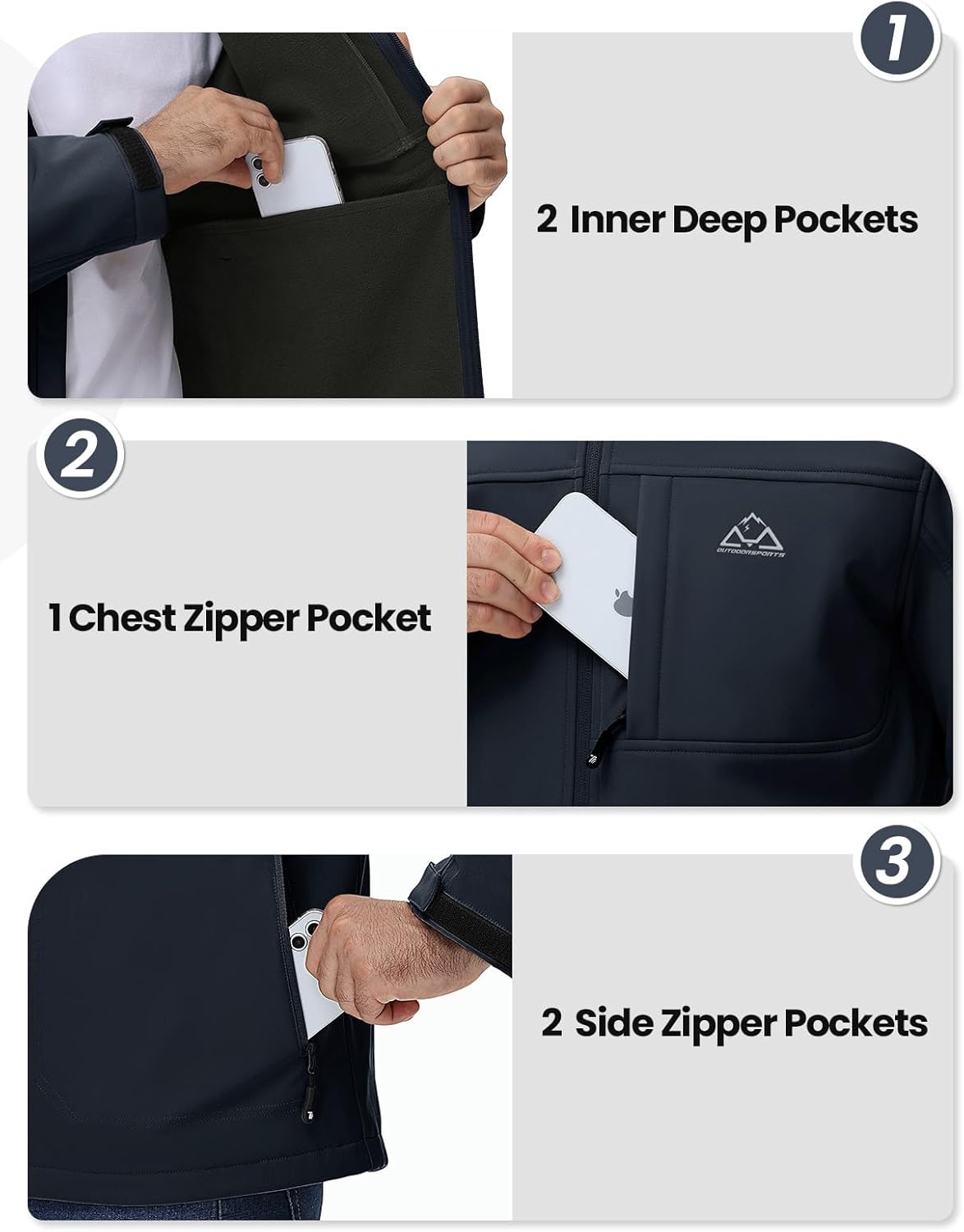 Rdruko Men's Winter Jackets Fleece Lined Hooded Water Resistant Insulated Windbreaker Softshell Jacket for Outdoor Hiking - Image 4