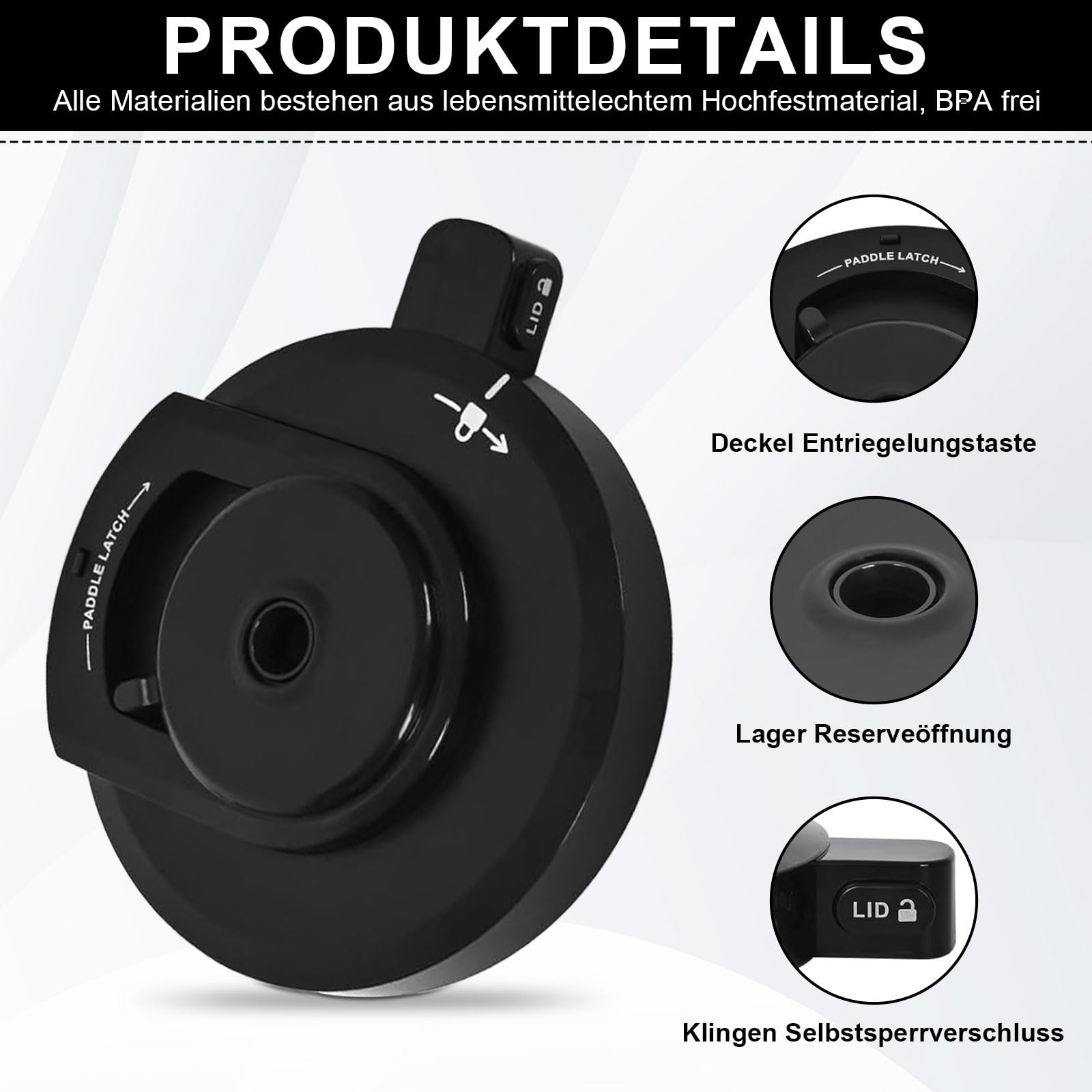 Couvercle de rechange pour sorbetière Ninja Creami NC300EU - Compatible avec les séries Ninja NC301/NC300/NC299AMZ - Couvercle de bol extérieur de rechange pour sorbetière - Accessoire Ninja Creami