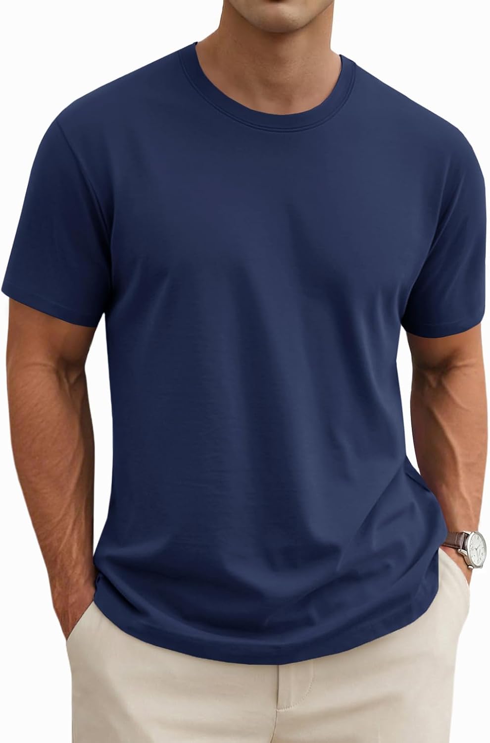 MAGNIVIT Men's Shirts Short Sleeve Cotton T-Shirt Crew Neck Light Tees Classic Basic Casual Tops Plain Soft Shirt