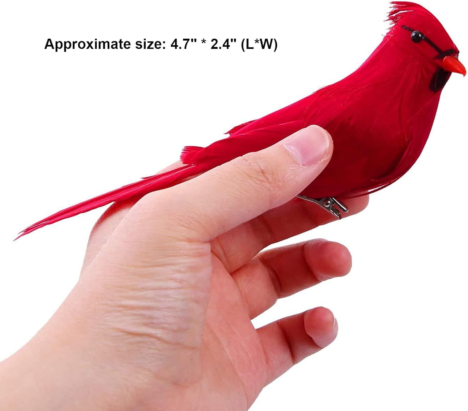 5 Pcs Christmas Red Cardinal Birds Clip On Artificial Feathered Bird Ornaments Decorations for Xmas Tree Wreaths Garlands Centerpiece DIY Crafts Wedding New Year Eve Birthday Party Decor Supplies - Image 2