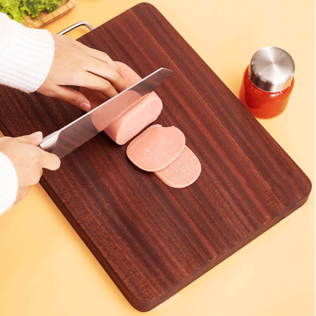 Tabla De Cortar Profesional De Madera con Asas, Gruesa, De Doble Cara, para Carne Y Verduras, Color Caoba.(Mahogany L)