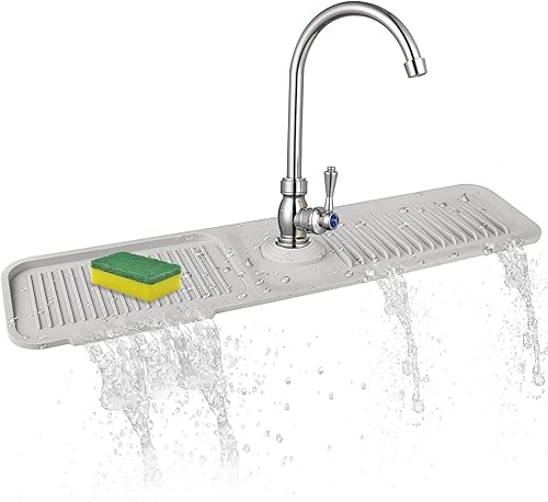 Protector contra salpicaduras para fregadero de cocina, bandeja colectora de goteo con mango de grifo de silicona, se adapta a grifos de 2.5 disponible en Yaxa Peru