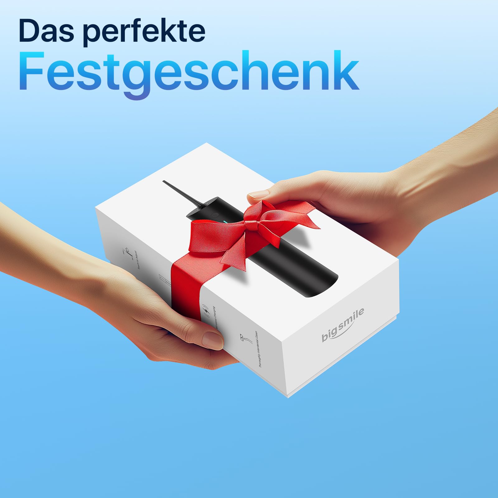 Bigsmile Wasserzahnseide, tragbarer Mundreiniger, wiederaufladbarer Reisemundreiniger, professioneller elektrischer Zahnspritzer, IPX7 wasserdicht, Effektiv den Mund sauber und gesund halten (schwarz)
