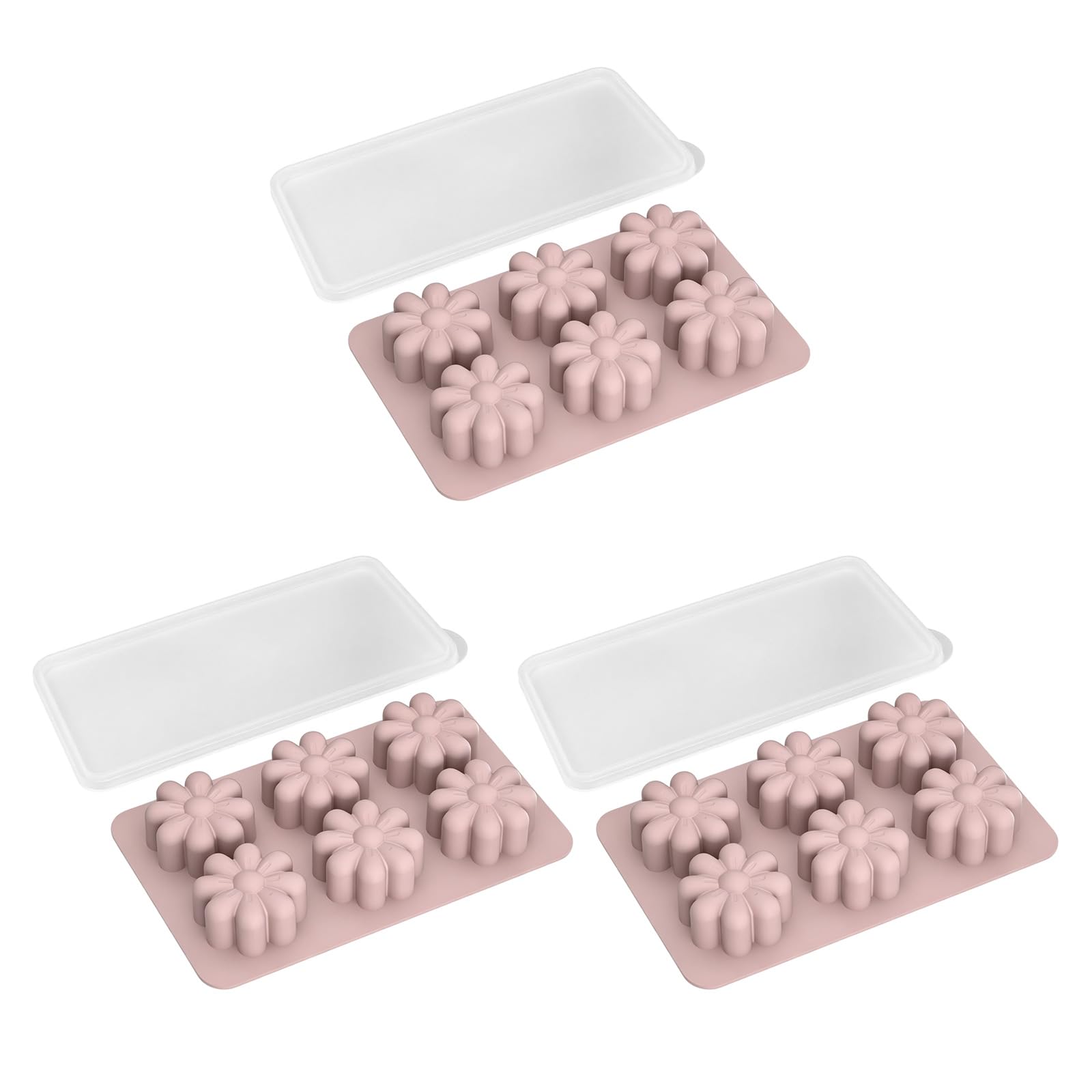 PANGBOER 3Pcs Candy Mold Tray Flower Silicone 6 Cavity Mold for Soap Making, Chocolate Prep, and Home Dessert Use for Projects