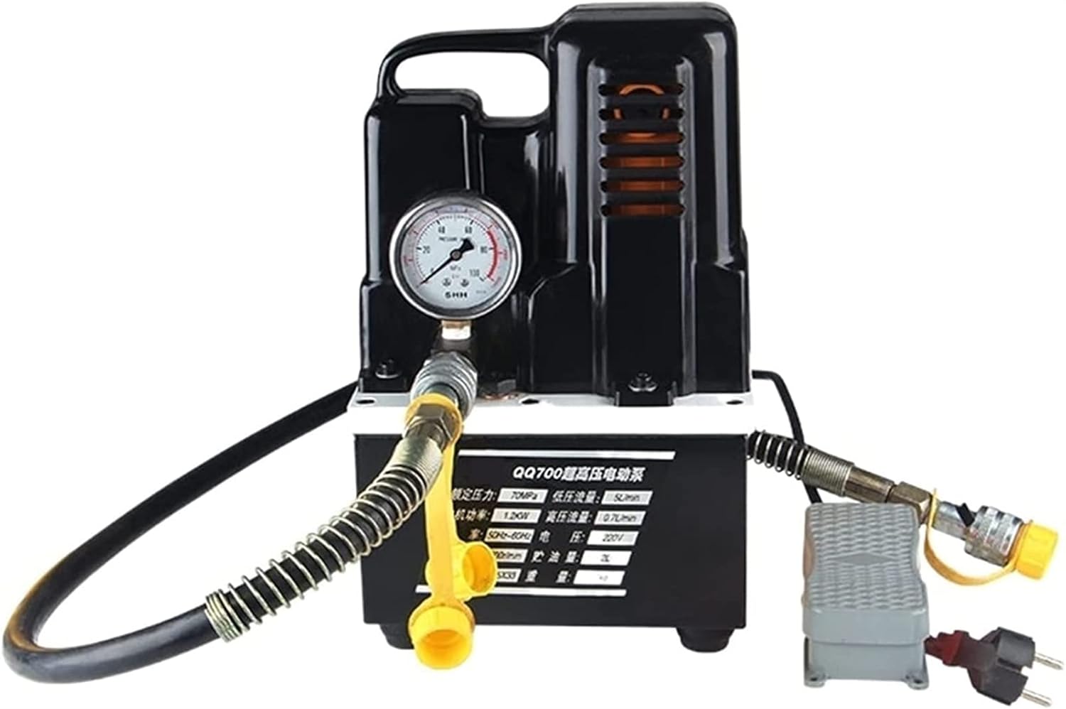 GORKEM 750W Electric Hydraulic Pump Single/Dual Acting Solenoid/Manual Valve 10000 PSI 220V/380V Hydraulic Press Hand Pump (Color : Qq-700)