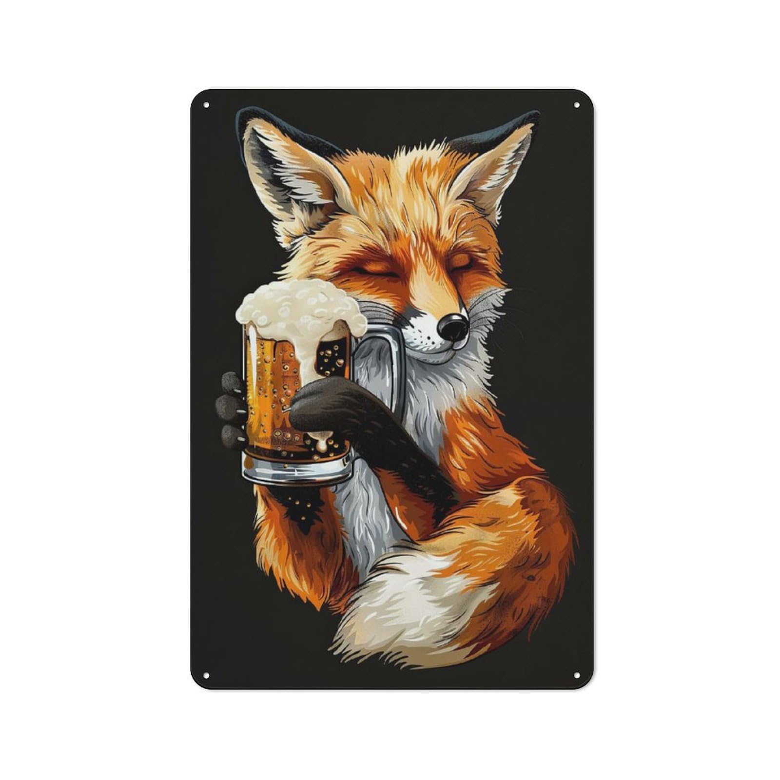 Red Fox Beer Vintage Tin Sign 30x20cm for Pub Or Café, for Everyday Room Decor with A Vintage Look