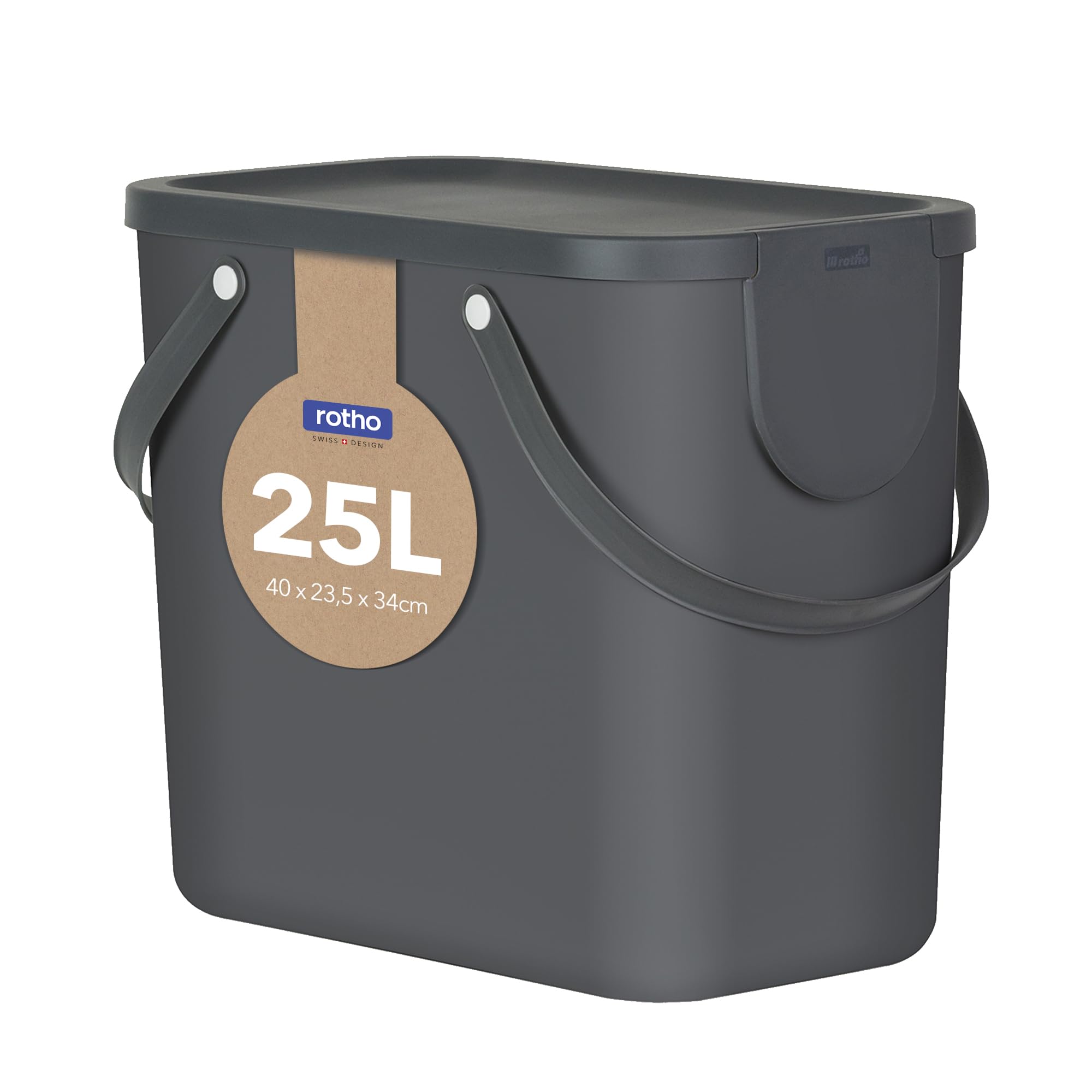 Rotho, Albula, Waste separation system 25l for the kitchen, Plastic (PP) BPA-free, anthracite, 25l (40,0 x 23,5 x 34,0 cm)