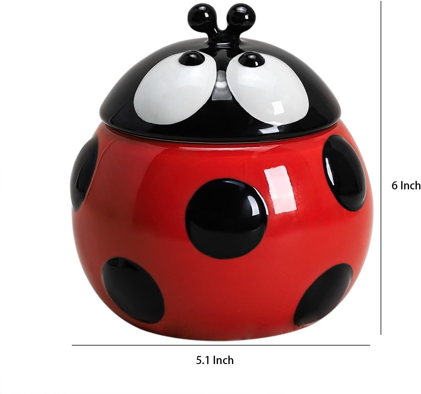 SOCOSY Ceramic Ladybug Sugar Bowl with Lid, Sugar Container, Sugar Jar Candy Jar for Kitchen Countertop