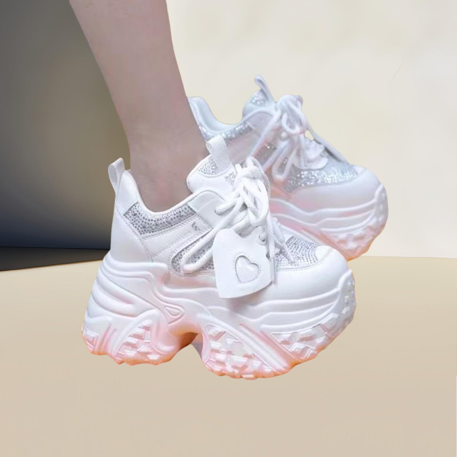 Scarpe Comode per Camminare Leggere Sneakers Bianche Donna Eleganti | Scarpe Sportive Donna in Tomaia Maglia per Passeggiata Invernale Calzature Fitness Concezione Ergonomica Tela Morbida