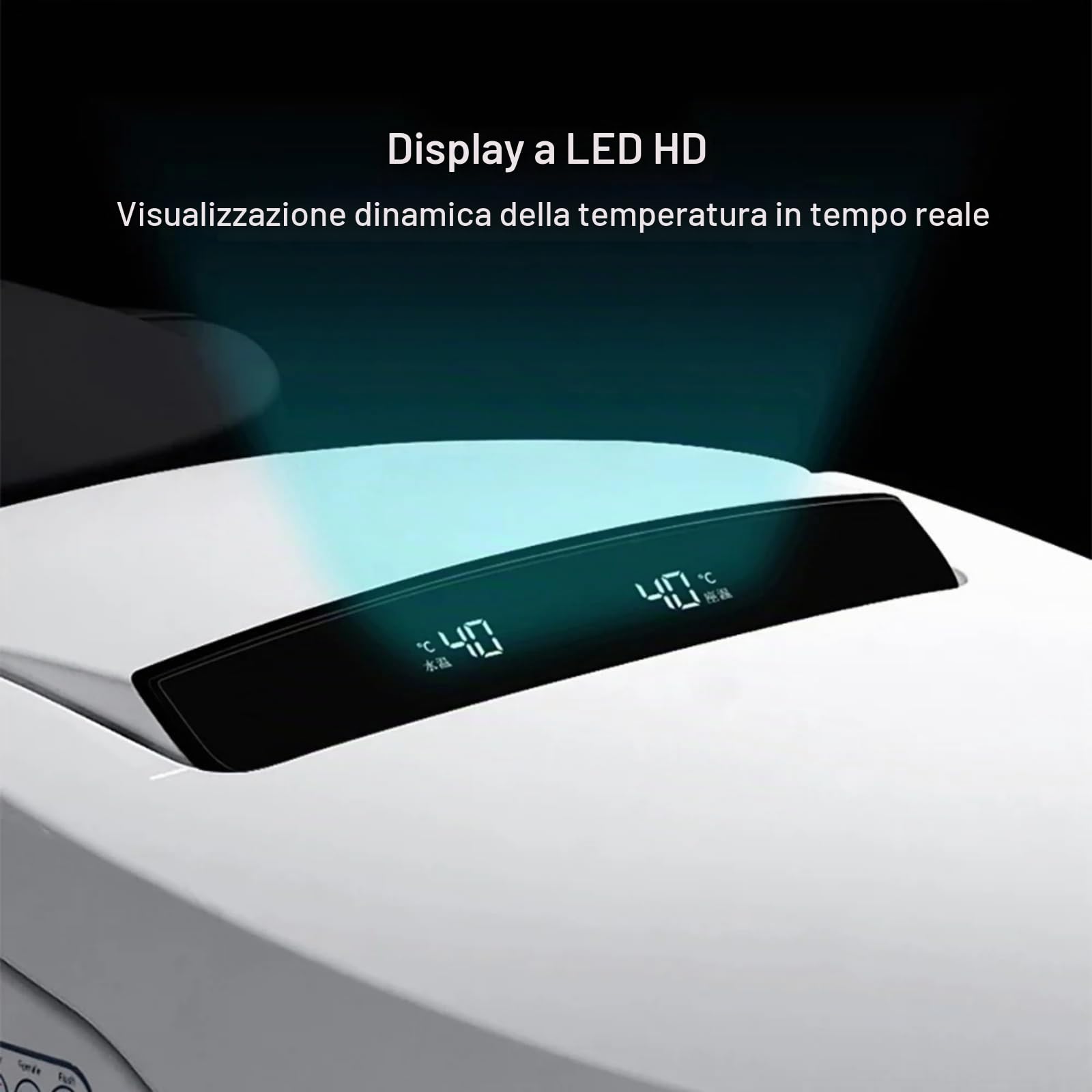 Homary WC intelligente con bidet integrato, apertura automatica, bidet in un unico pezzo, sedile riscaldato con sciacquone, 1,27 GPF senza serbatoio bidet WC, display a LED, sensore a pedale, bianco