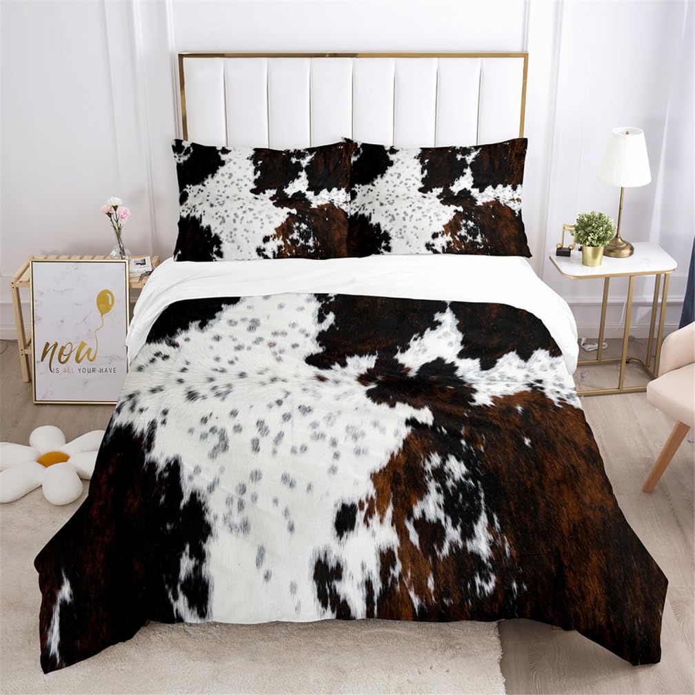 Juego de Funda nórdica Piel de Animal Tigre Piel Leopardo Cuero de Vaca Cebra Estampado Juego de Cama Marrón Gris Negro Funda de edredón (Estilo 2, 220x240 cm - Cama 150 cm)