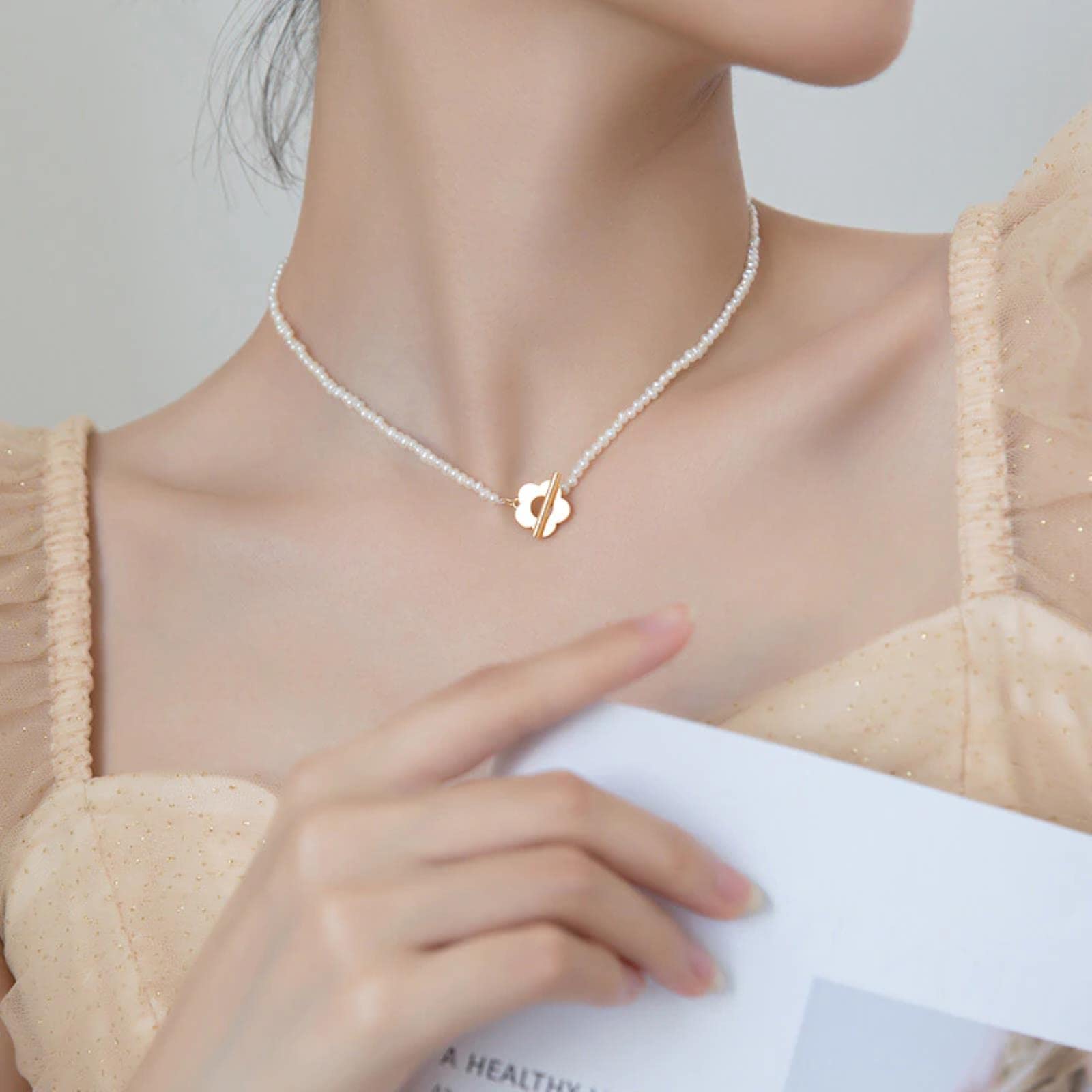 STOPIGargantilla De Perlas Barrocas Pequeñas De 3mm A La Moda De Plata De Ley 925, Collar Corto para Mujer, Joyería De Boda S925