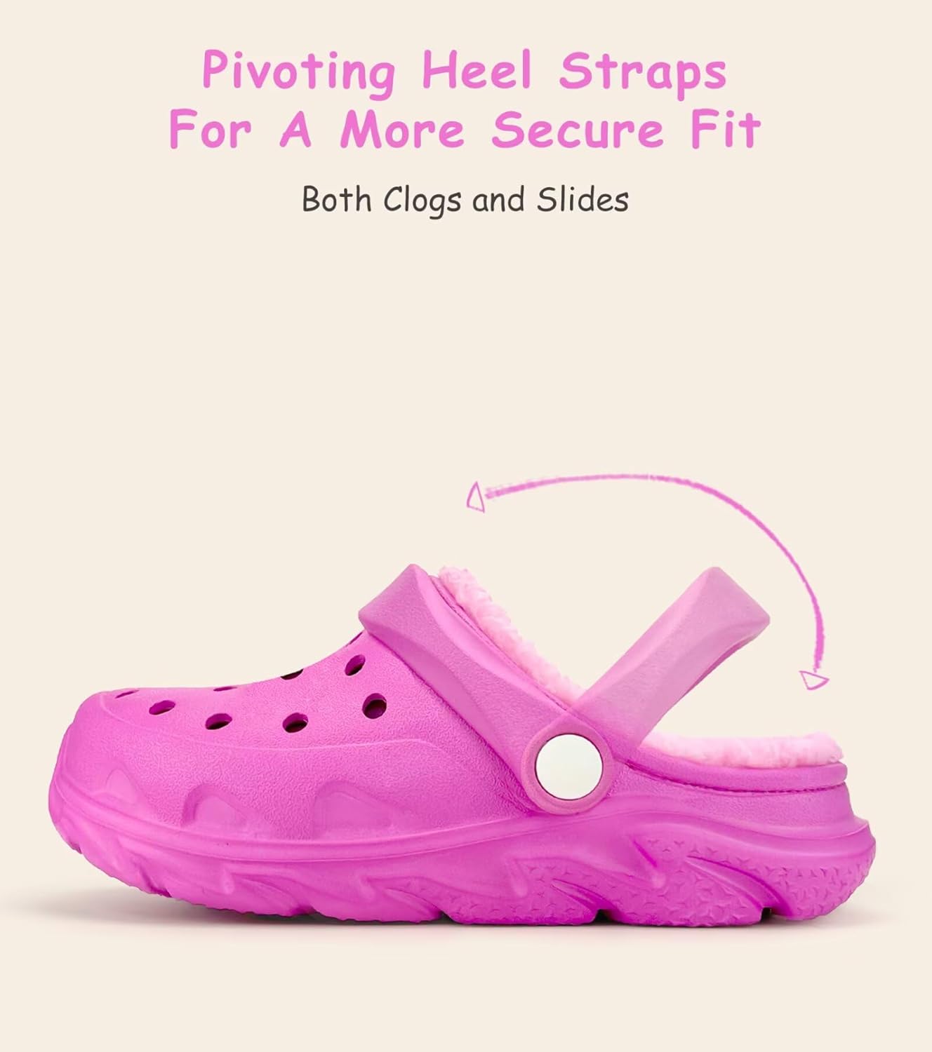 Toddler Kids Clogs Winter Clogs for Boys Girls Comfortable Slip on Sandals Beach Pool Slipper 12-13 Little Kid Hot Pink Lined image 3 of 6 B0DHXR6CGS